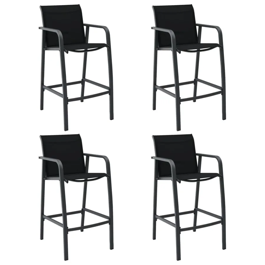 Chaises de bar de jardin lot de 4 Noir Textilène