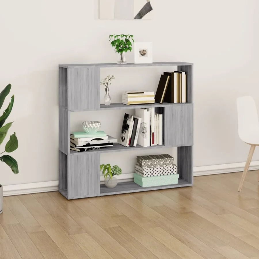 Bibliothèque/Séparateur de pièce Sonoma gris 100x24x94 cm - 3