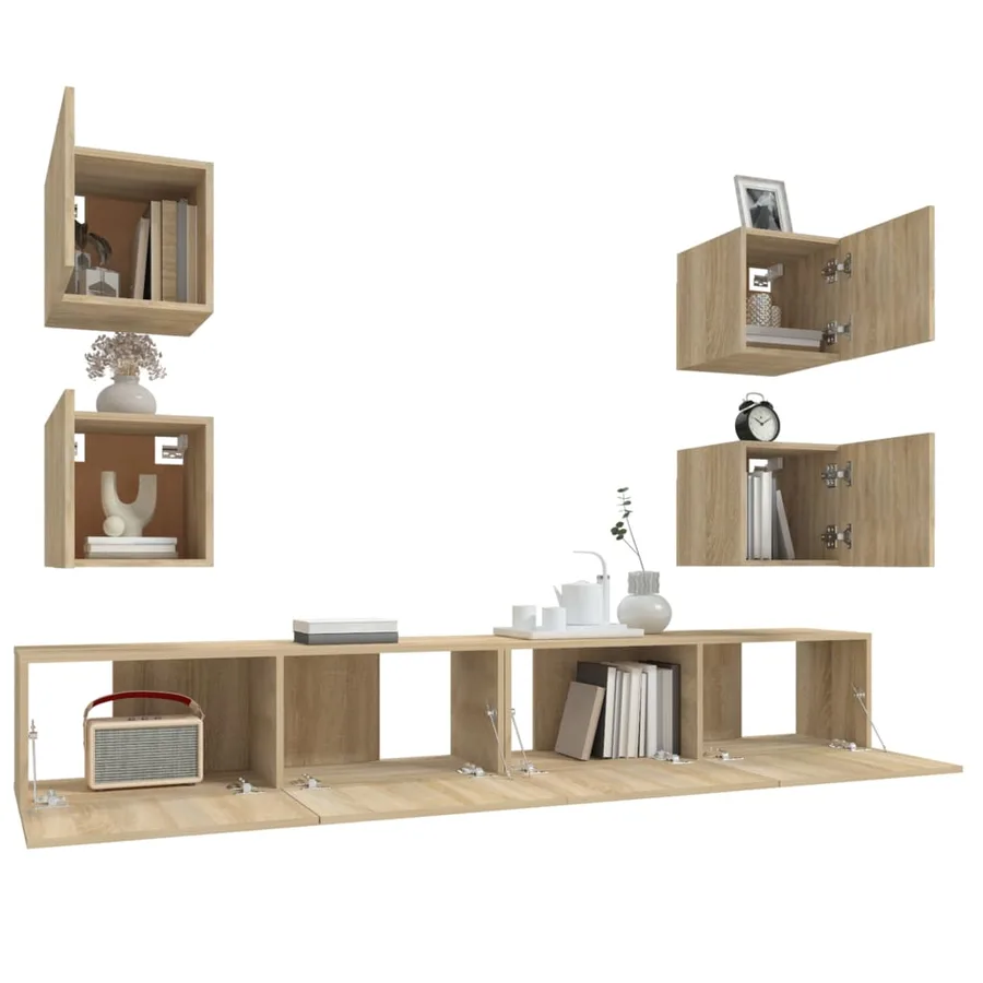 Ensemble de meubles TV 6 pcs Chêne sonoma Bois d'ingénierie - 10