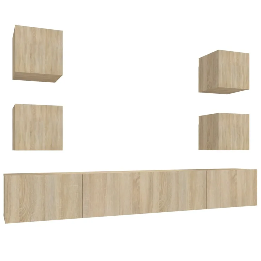 Ensemble de meubles TV 6 pcs Chêne sonoma Bois d'ingénierie - 2