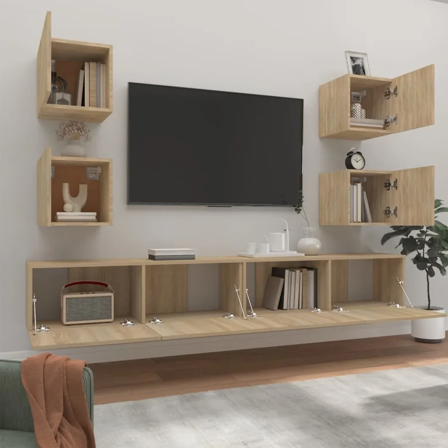 Ensemble de meubles TV 6 pcs Chêne sonoma Bois d'ingénierie - 3