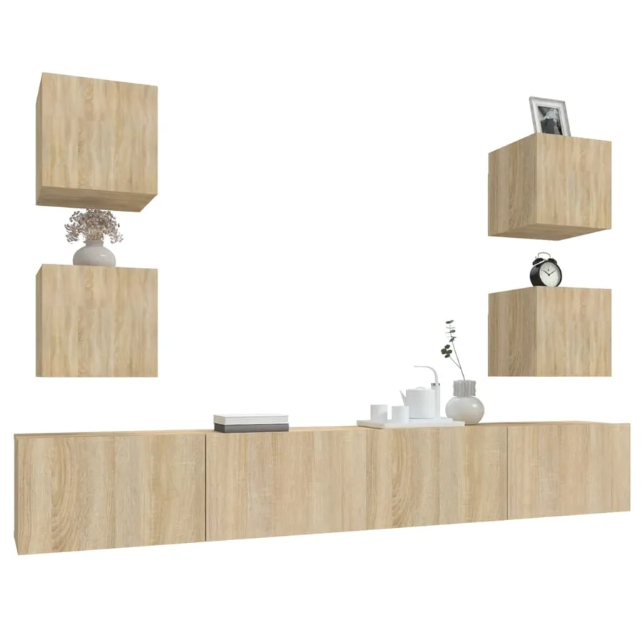 Ensemble de meubles TV 6 pcs Chêne sonoma Bois d'ingénierie - 9