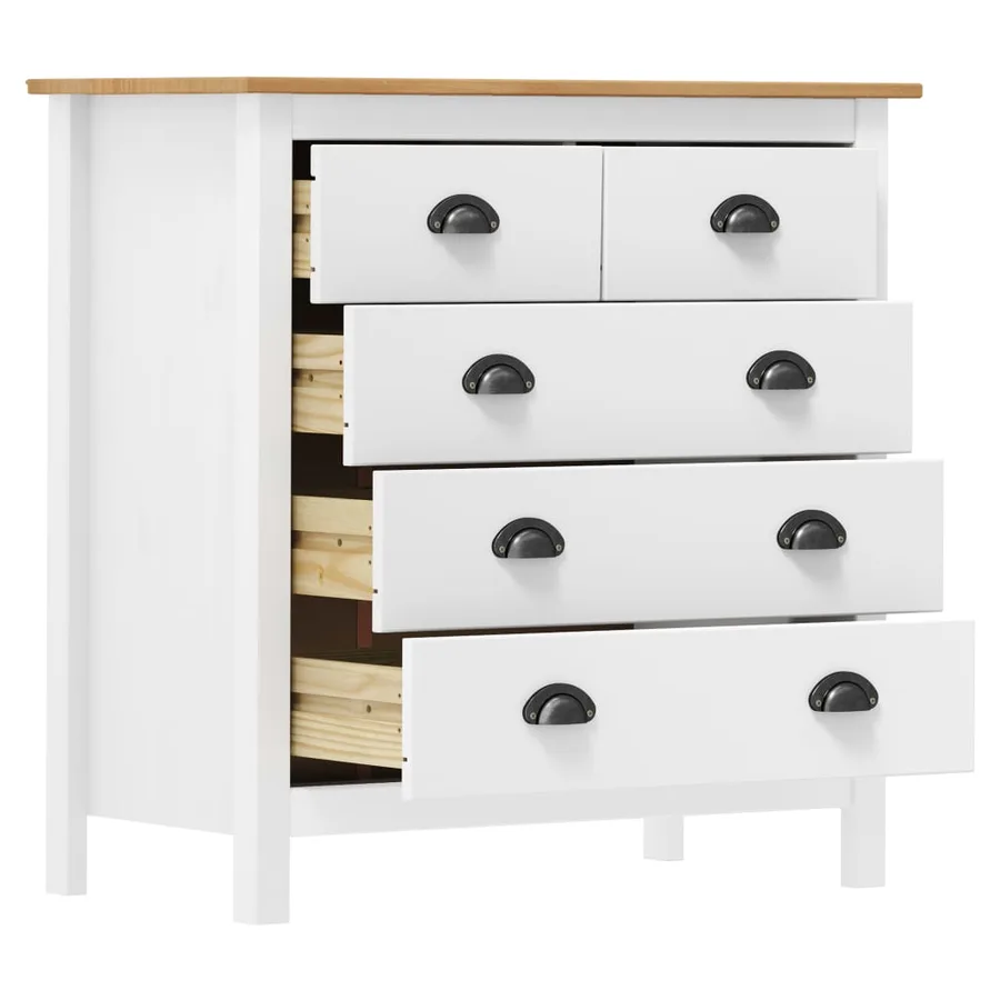 Buffet Hill Blanc 79x40x80 cm Bois de pin solide - 3