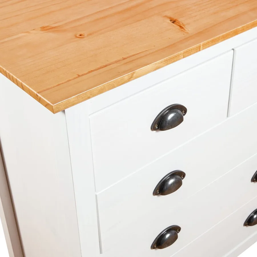 Buffet Hill Blanc 79x40x80 cm Bois de pin solide - 5