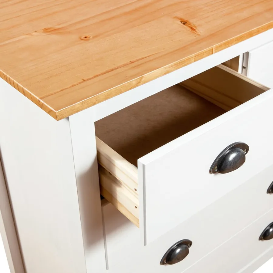 Buffet Hill Blanc 79x40x80 cm Bois de pin solide - 6