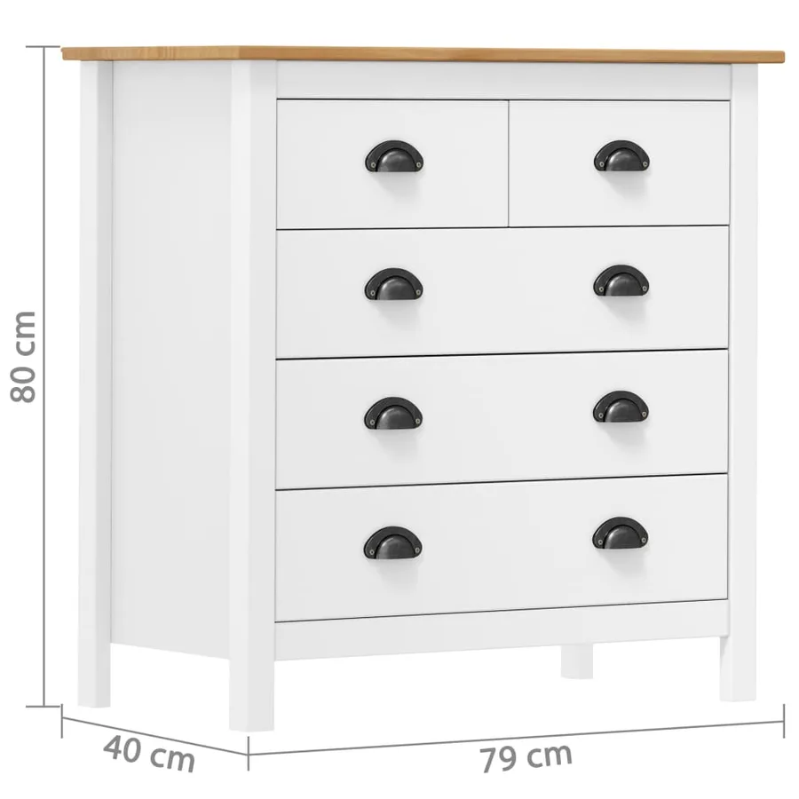 Buffet Hill Blanc 79x40x80 cm Bois de pin solide - 7