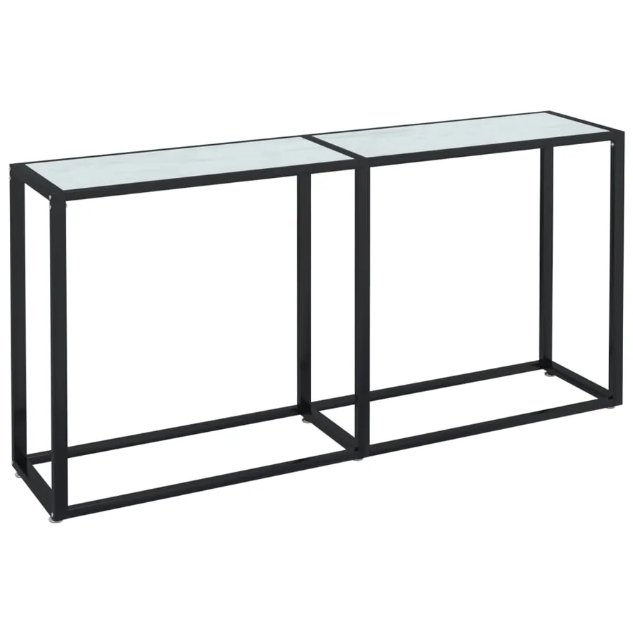 Table console Marbre blanc 160x35x75,5 cm Verre trempé - 2
