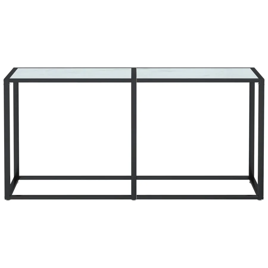 Table console Marbre blanc 160x35x75,5 cm Verre trempé - 3