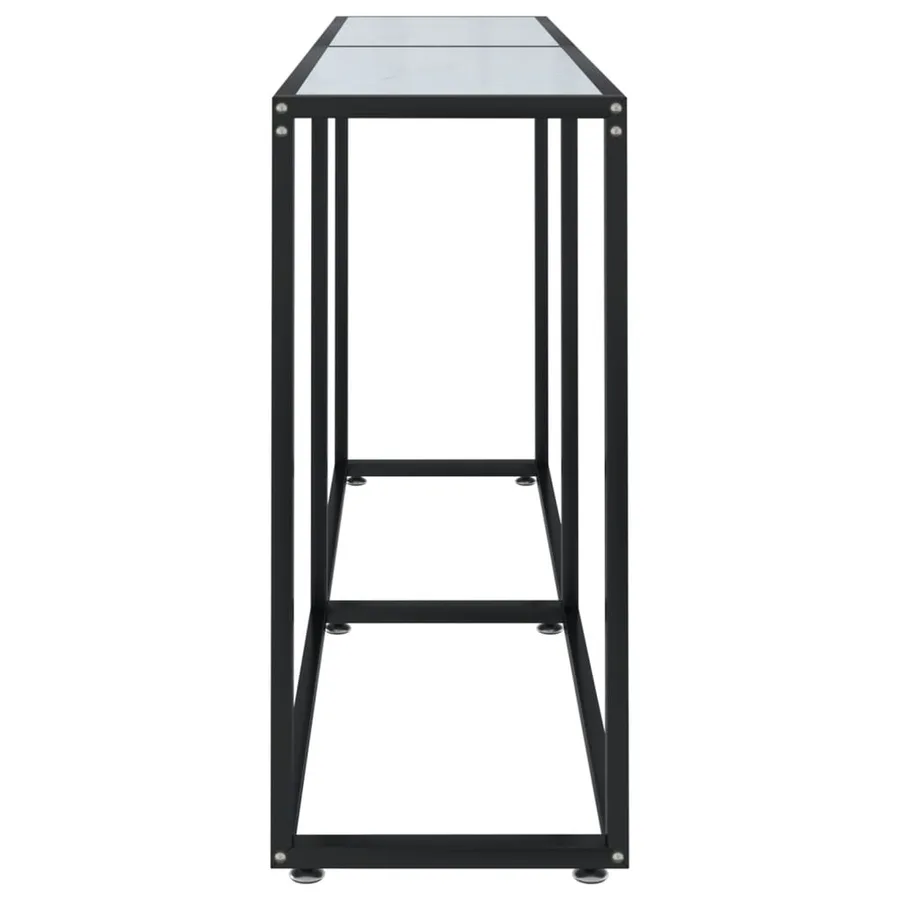 Table console Marbre blanc 160x35x75,5 cm Verre trempé - 4