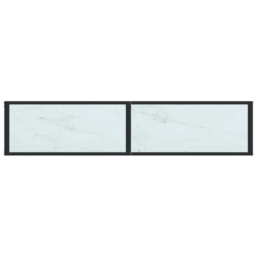 Table console Marbre blanc 160x35x75,5 cm Verre trempé - 5