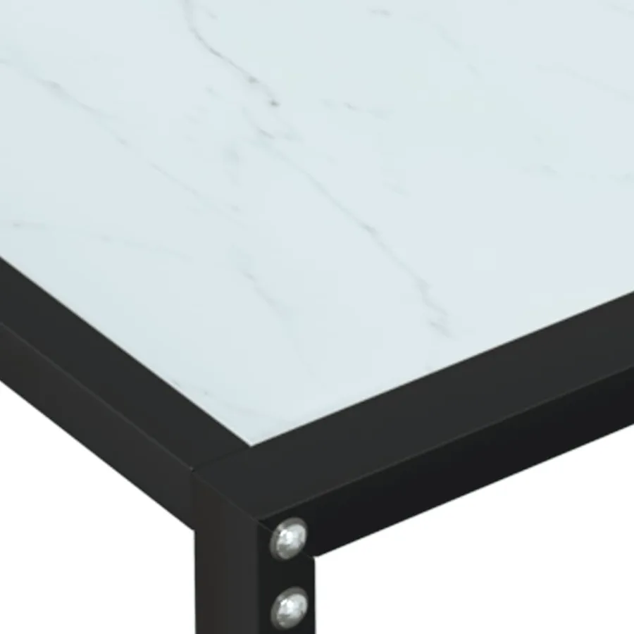 Table console Marbre blanc 160x35x75,5 cm Verre trempé - 6