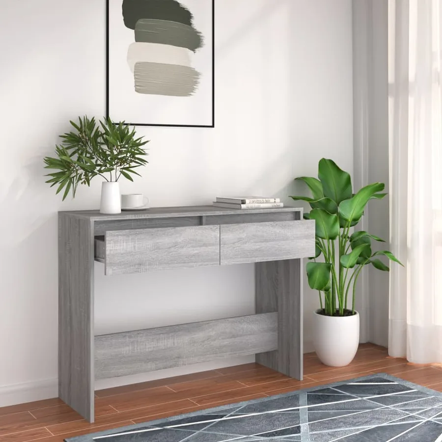 Table console sonoma gris 100x35x76,5 cm bois d'ingénierie - 4
