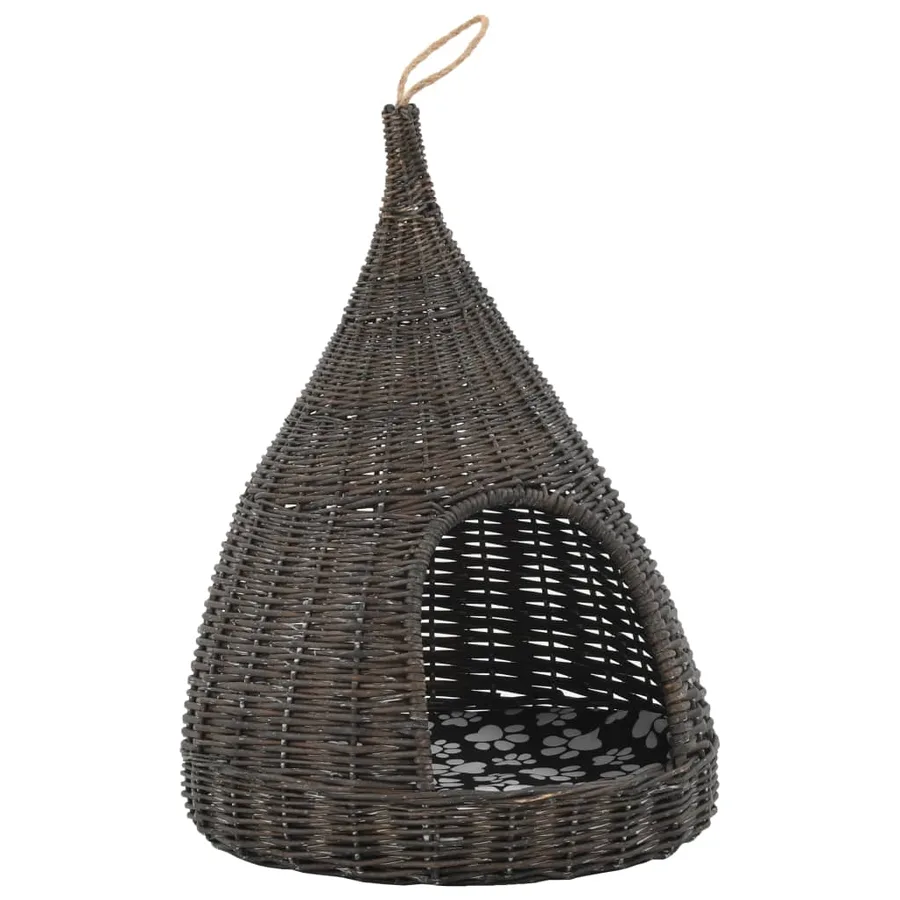 Panier pour chats avec coussin Gris 40x60 cm Saule naturel - 2