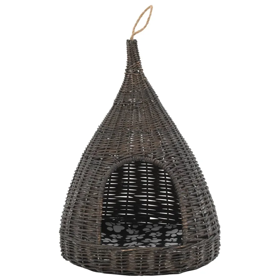 Panier pour chats avec coussin Gris 40x60 cm Saule naturel - 3