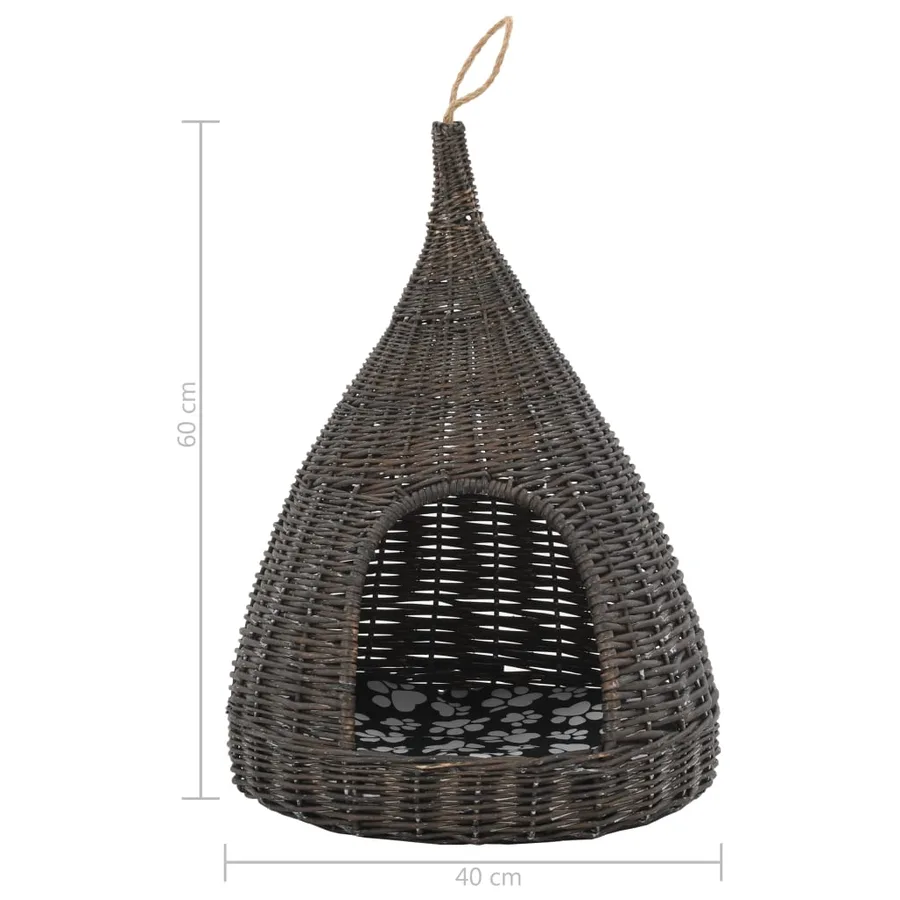 Panier pour chats avec coussin Gris 40x60 cm Saule naturel - 8