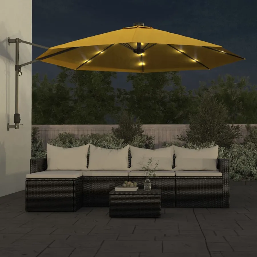 Parasol mural avec LED jaune 290 cm - 3