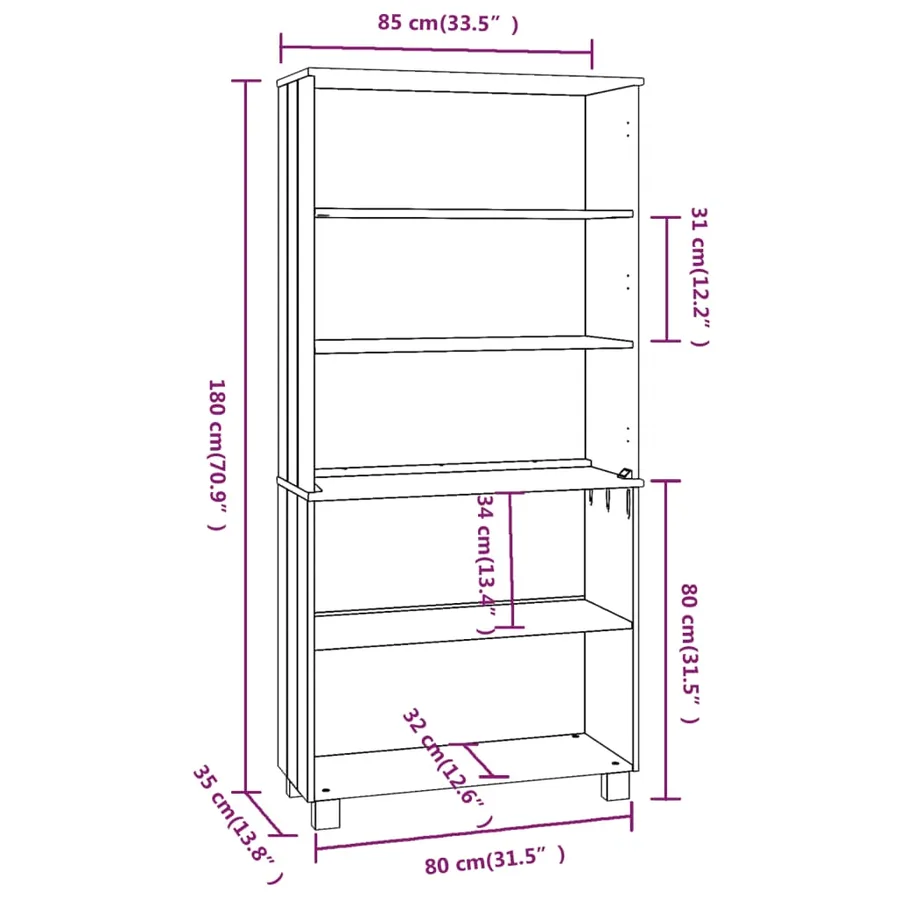 Buffet HAMAR Bois massif de pin Marron miel - 6