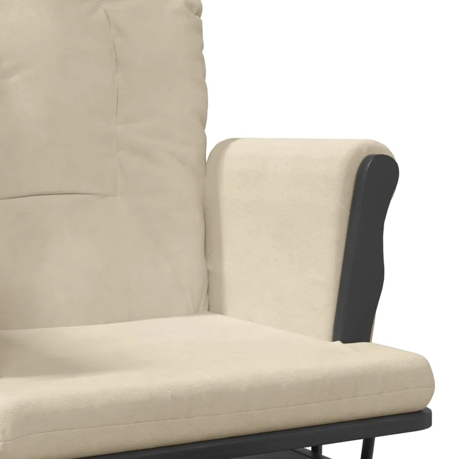 Chaise berçante avec repose-pied Blanc crème Tissu - 8