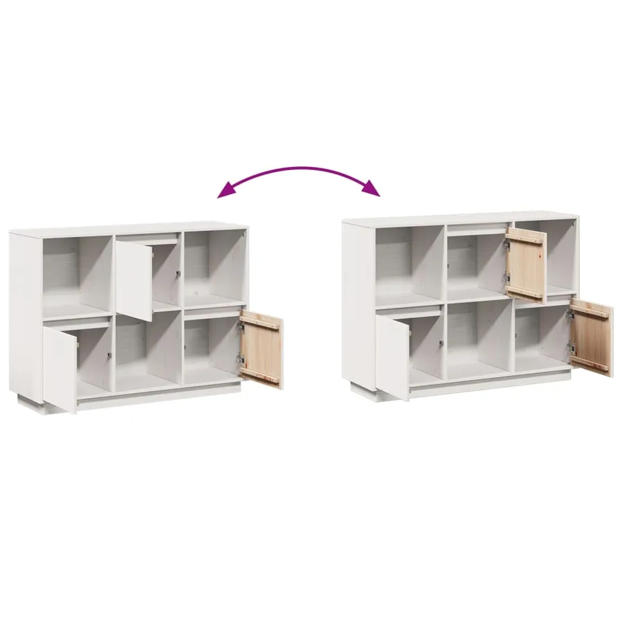 Buffet Blanc 110,5x35x80 cm Bois massif de pin - 10