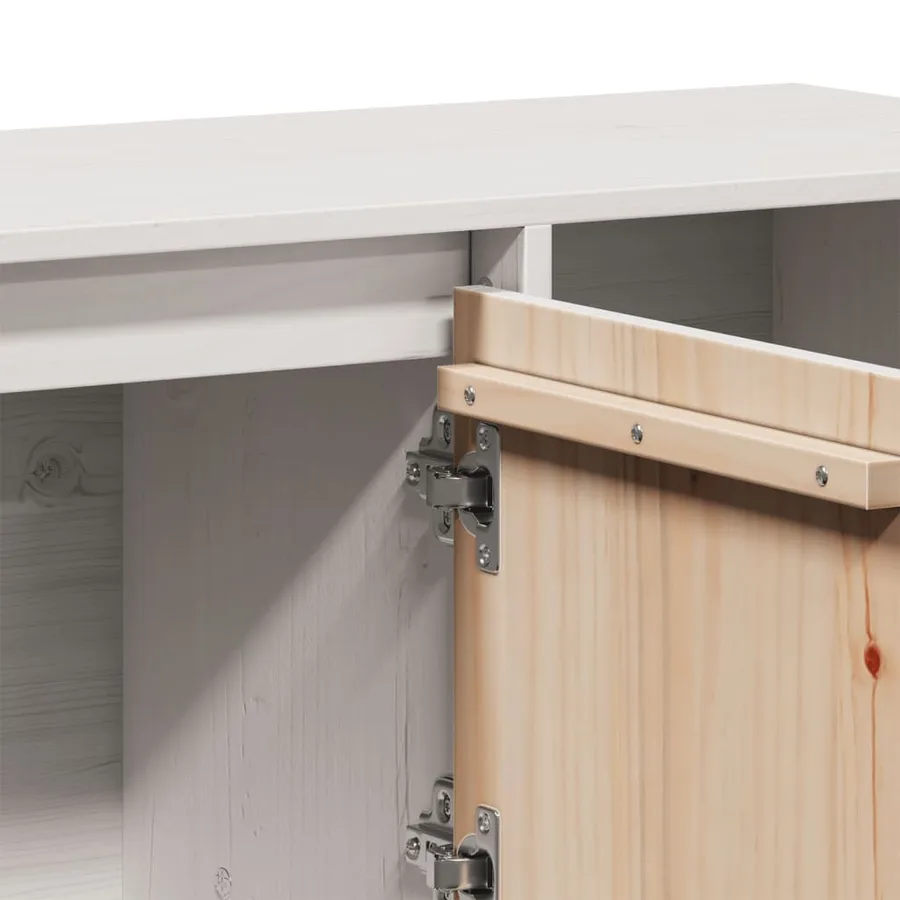 Buffet Blanc 110,5x35x80 cm Bois massif de pin - 11
