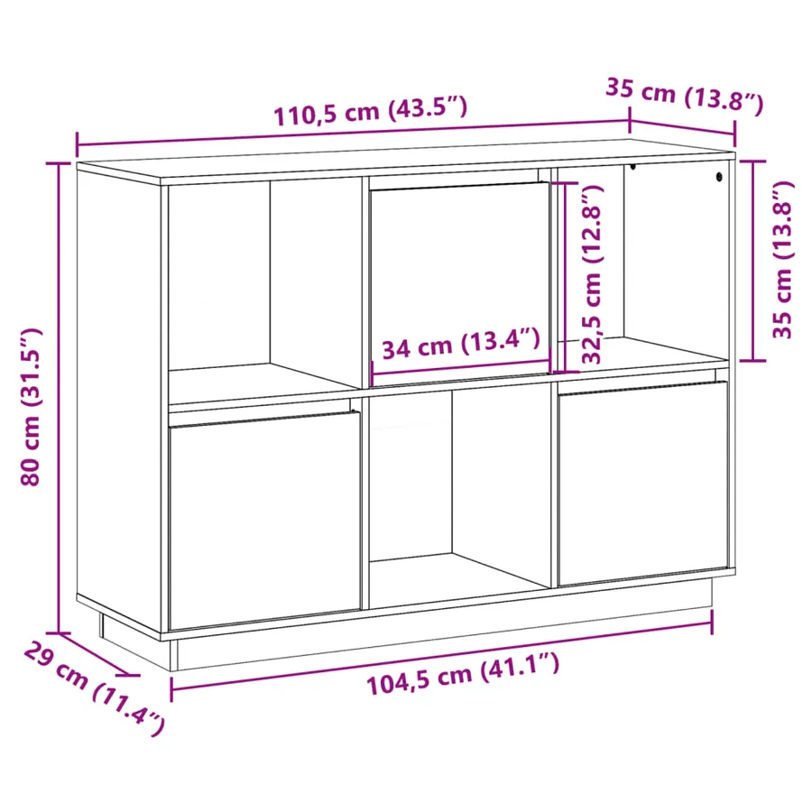 Buffet Blanc 110,5x35x80 cm Bois massif de pin - 14