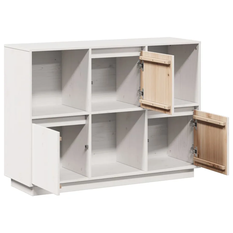 Buffet Blanc 110,5x35x80 cm Bois massif de pin - 7