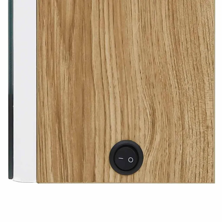Armoire de salle de bain à miroir à LED Blanc et chêne - 6