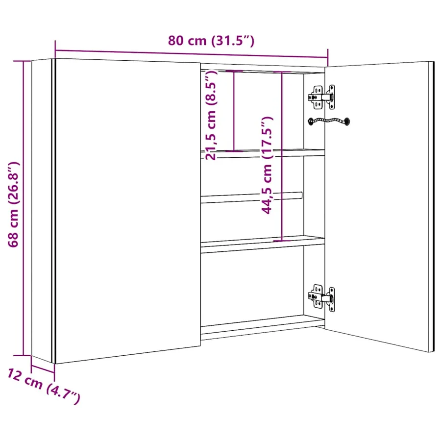 Armoire de salle de bain à miroir à LED Blanc et chêne - 8