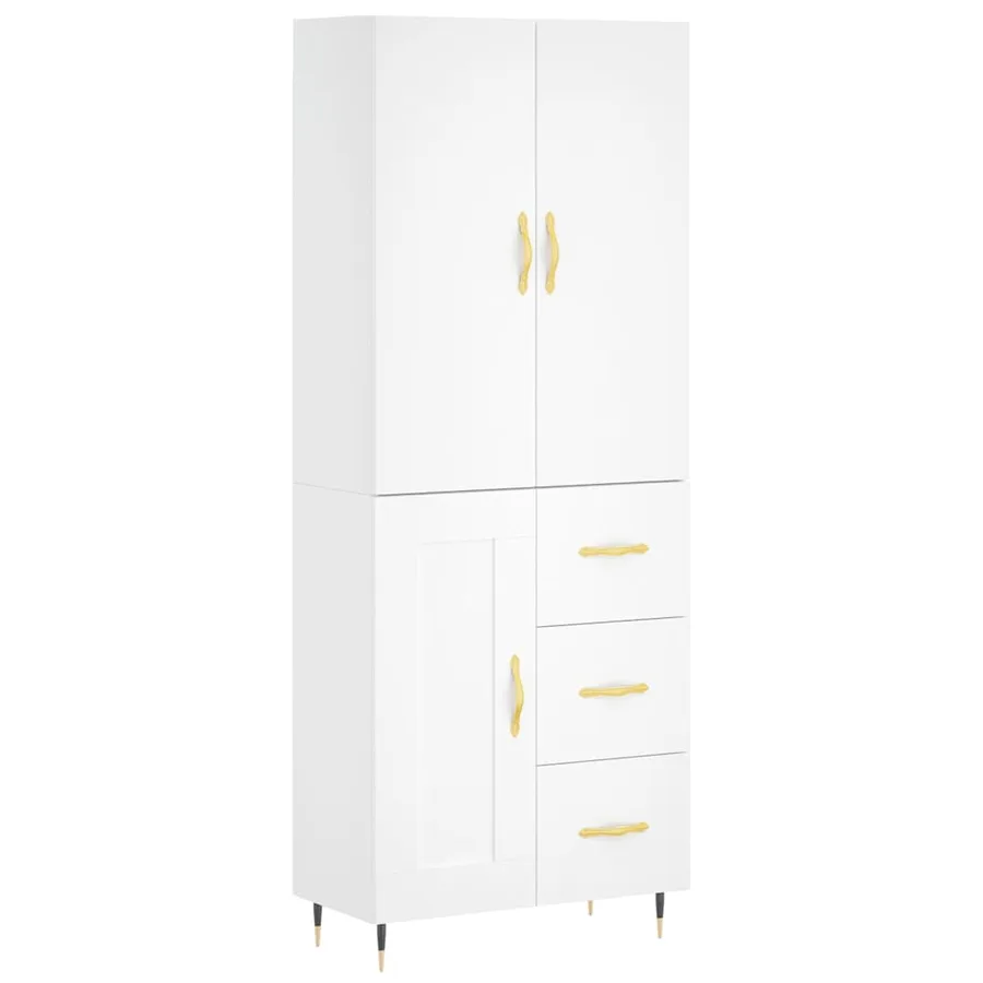 Buffet haut Blanc 69,5x34x180 cm Bois d'ingénierie - 2