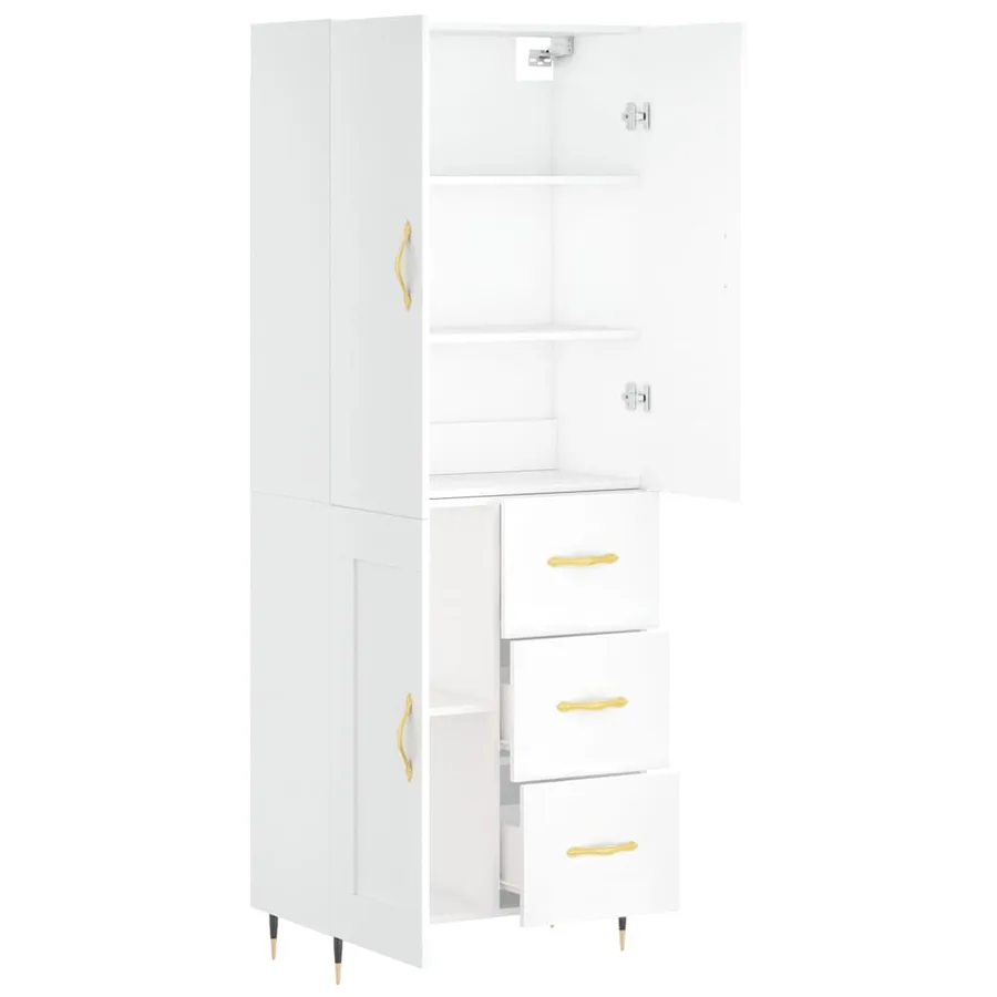Buffet haut Blanc 69,5x34x180 cm Bois d'ingénierie - 4