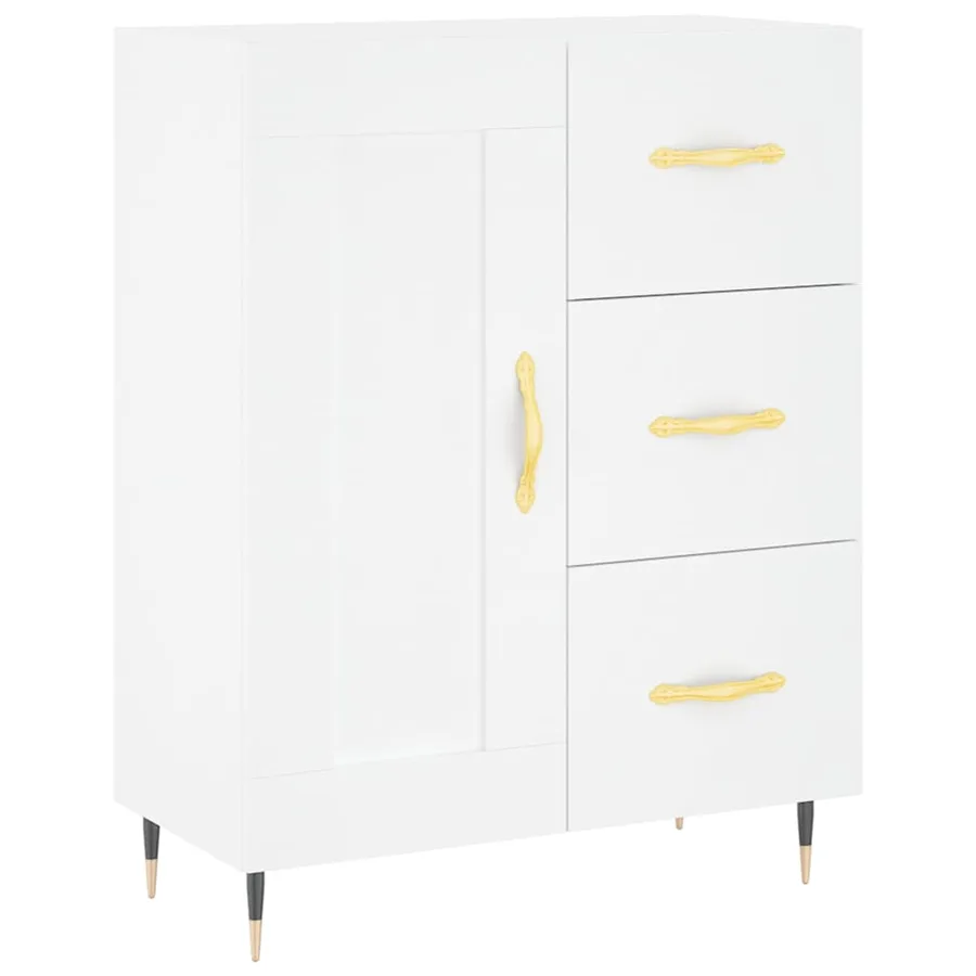 Buffet haut Blanc 69,5x34x180 cm Bois d'ingénierie - 7