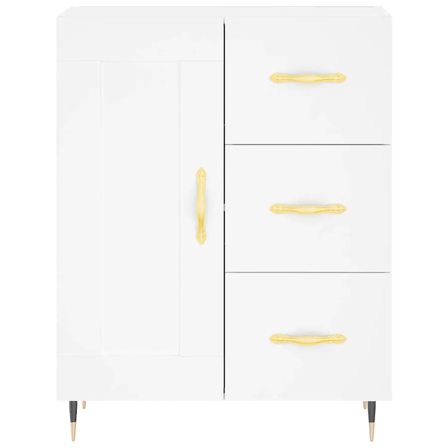 Buffet haut Blanc 69,5x34x180 cm Bois d'ingénierie - 8