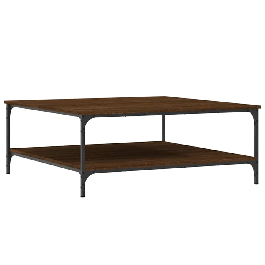 Table basse chêne marron 100x100x40 cm bois d'ingénierie - 2