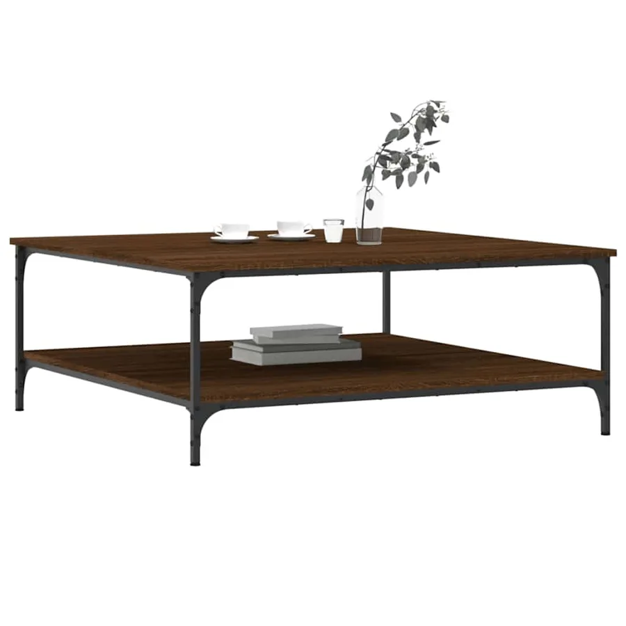 Table basse chêne marron 100x100x40 cm bois d'ingénierie - 3