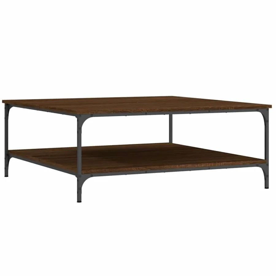 Table basse chêne marron 100x100x40 cm bois d'ingénierie - 6