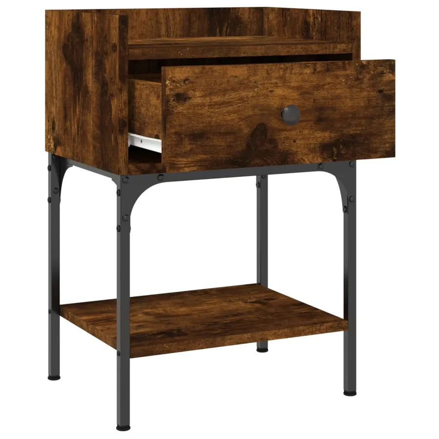 Table de chevet chêne fumé 40,5x31x60 cm bois d'ingénierie - 6
