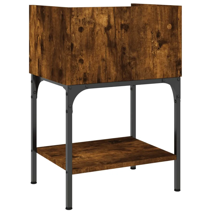 Table de chevet chêne fumé 40,5x31x60 cm bois d'ingénierie - 8