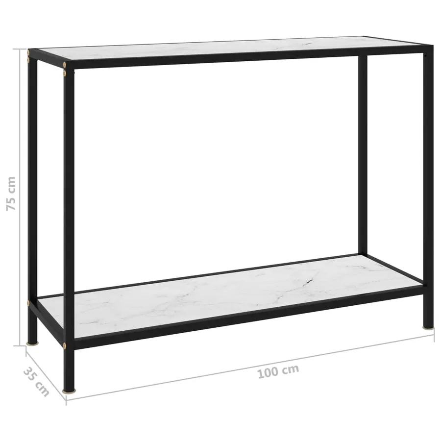 Table console Blanc 100x35x75 cm Verre trempé - 6