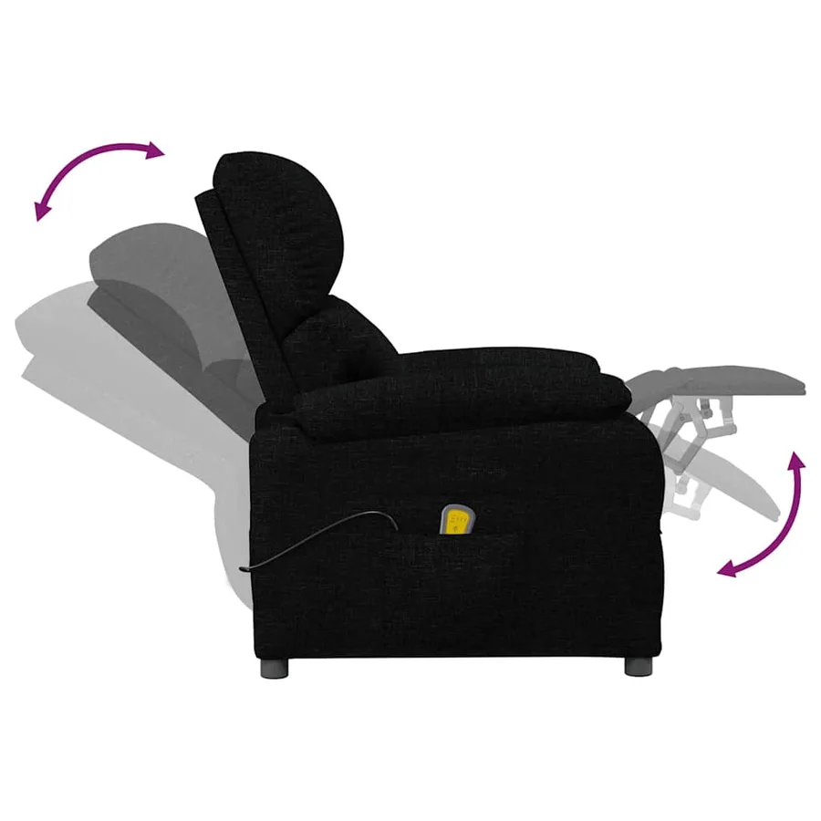 Fauteuil de massage Noir Tissu - 7