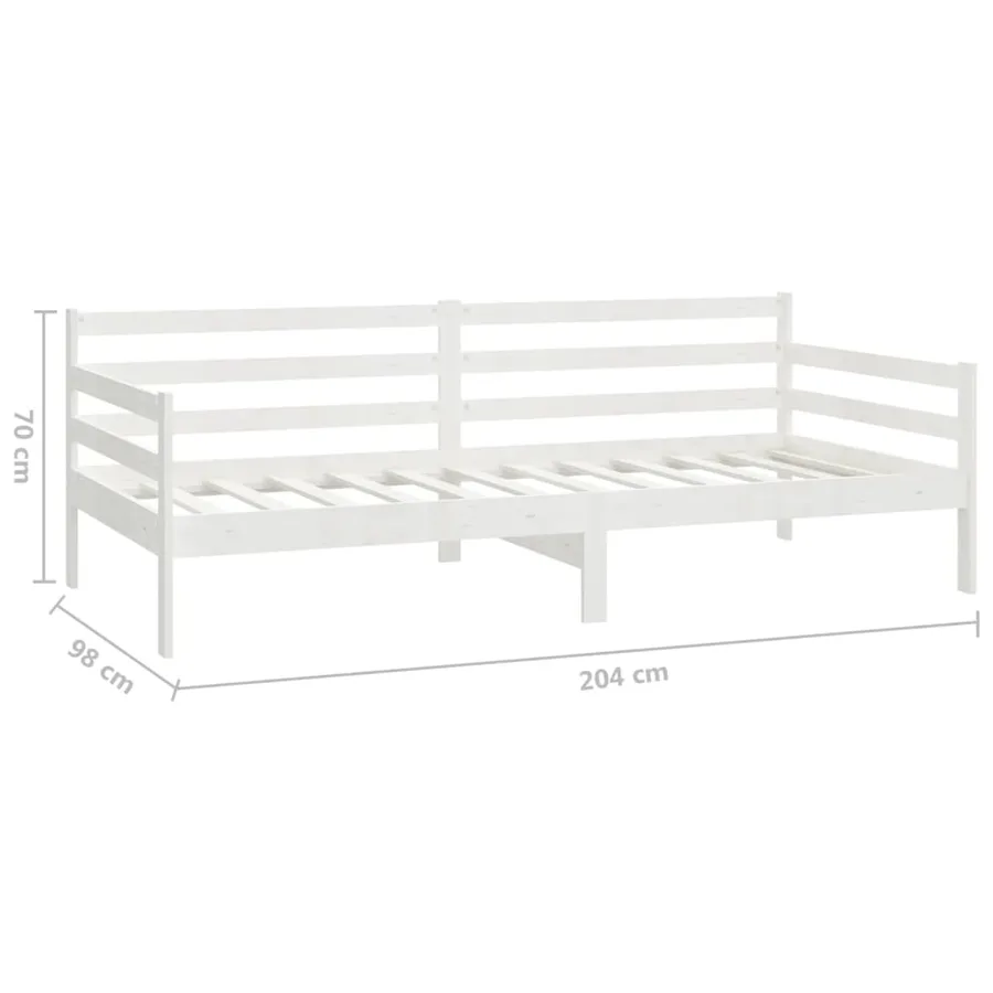 Lit de repos avec matelas 90x200 cm Blanc Bois de pin massif - 10