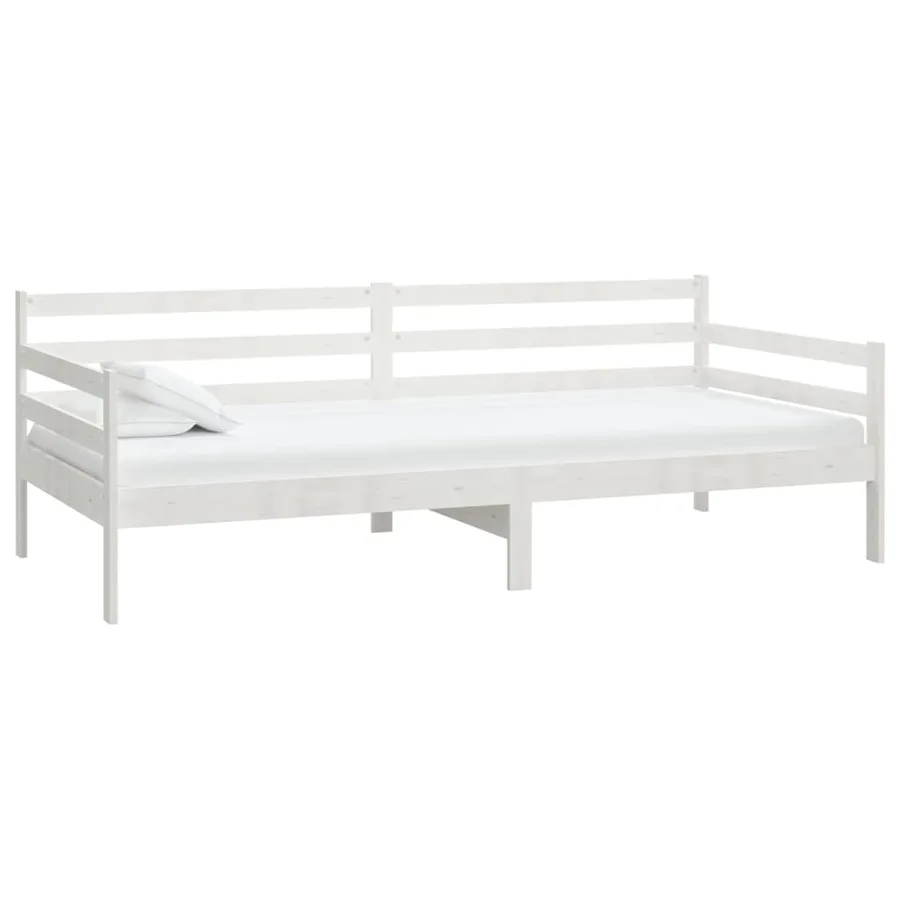 Lit de repos avec matelas 90x200 cm Blanc Bois de pin massif - 3