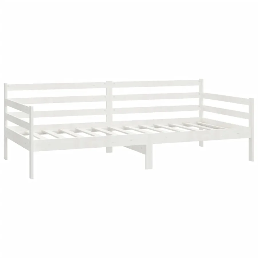 Lit de repos avec matelas 90x200 cm Blanc Bois de pin massif - 5