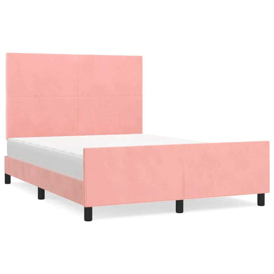 Cadre de lit sans matelas rose 140x200 cm velours - 2