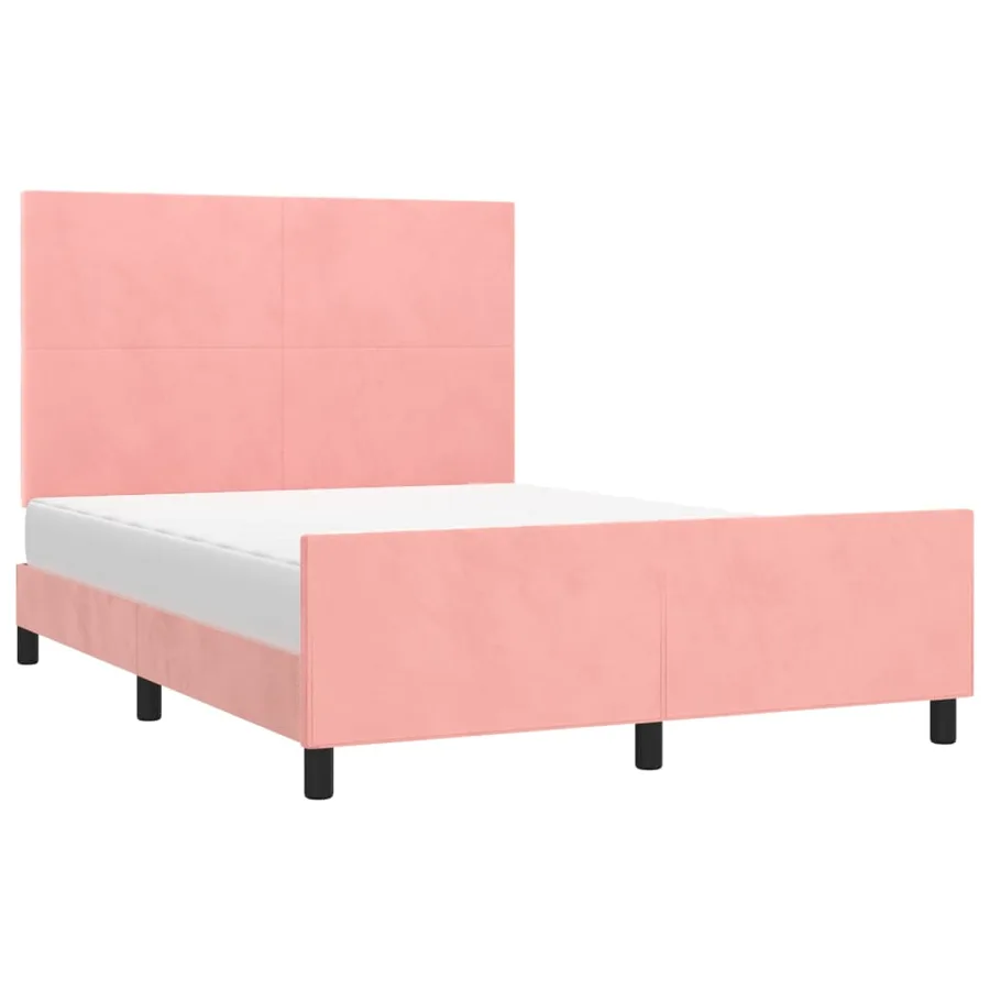 Cadre de lit sans matelas rose 140x200 cm velours - 3