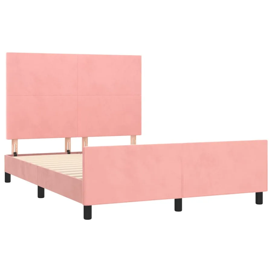 Cadre de lit sans matelas rose 140x200 cm velours - 4