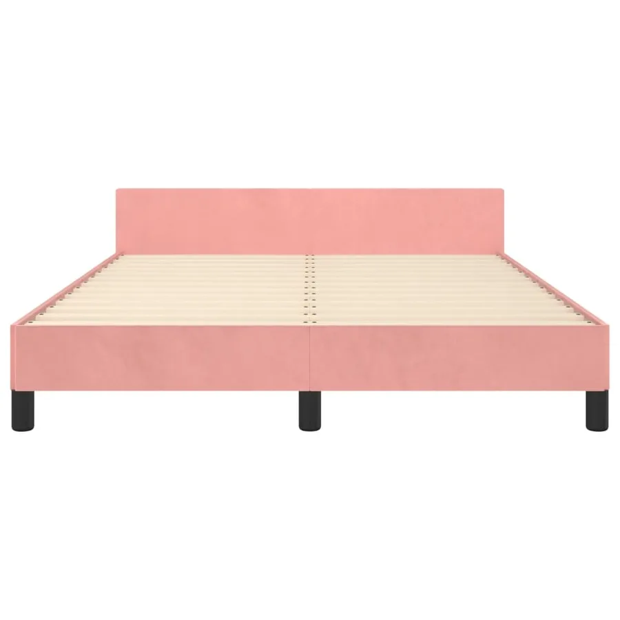 Cadre de lit sans matelas rose 140x200 cm velours - 6