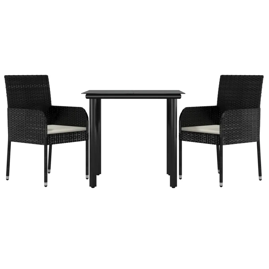 Ensemble à manger de jardin avec coussins 3 pcs Noir - 3