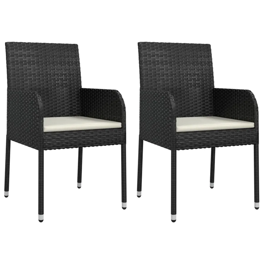 Ensemble à manger de jardin avec coussins 3 pcs Noir - 4