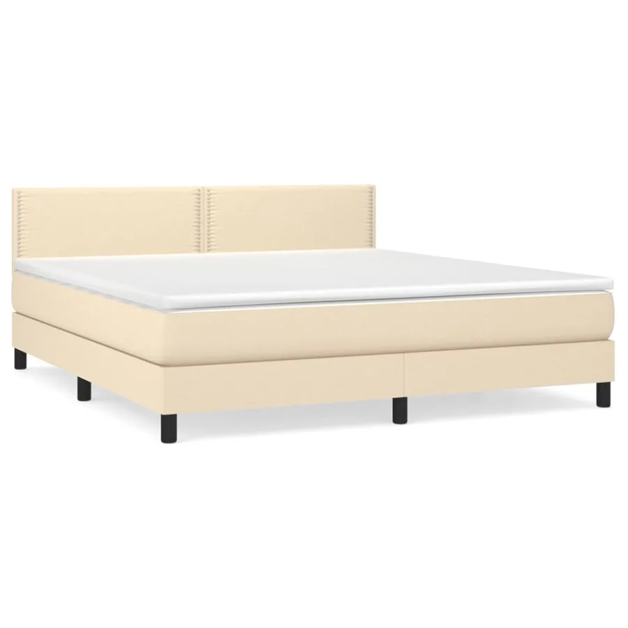 Sommier à lattes de lit avec matelas Crème 180x200 cm Tissu - 2