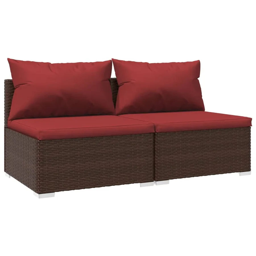Salon de jardin 2 pcs avec coussins Résine tressée Marron - 2